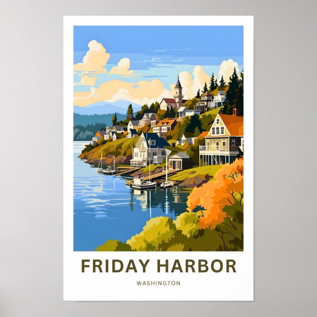 Freitag Hafen Washington Travel Print Poster (Vorne)