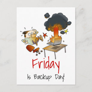 Freitag ist Backup Day Funny Computer Cartoon Postkarte