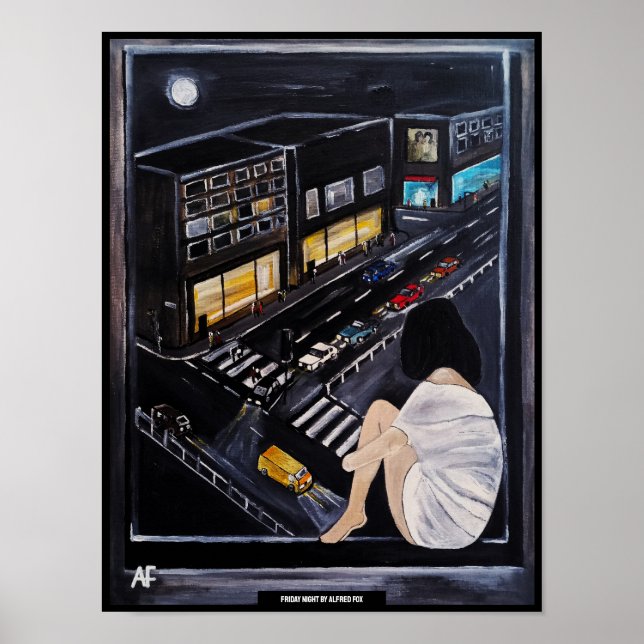 Freitagabend-Malerei von Alfred Fox Poster (Vorne)