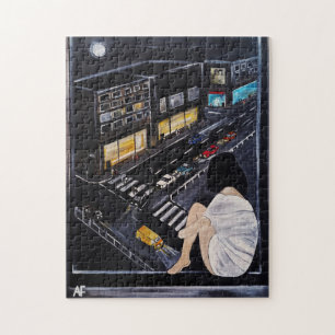 Freitagabend-Malerei von Alfred Fox Poster Puzzle