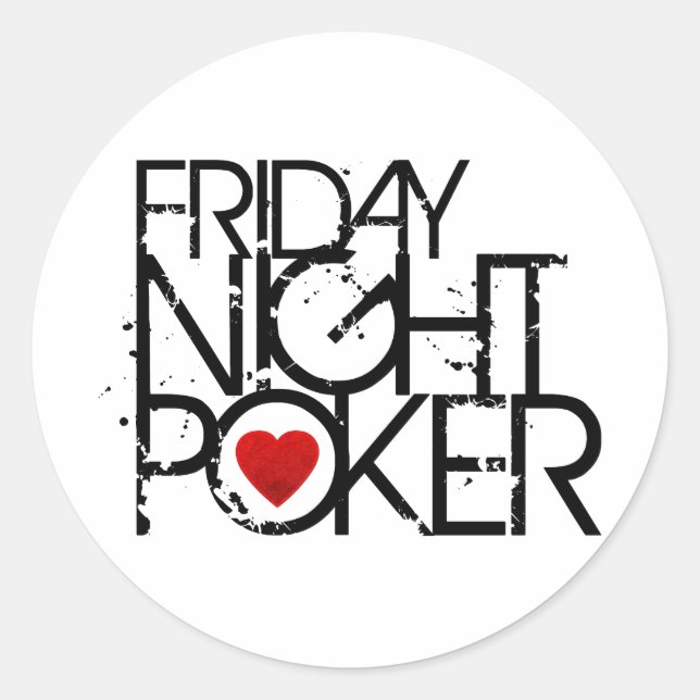 Freitagabend Poker Runder Aufkleber (Vorderseite)