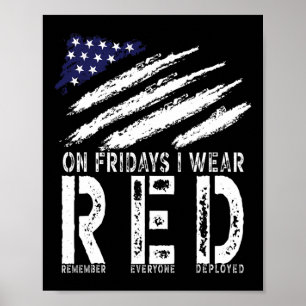 Freitags Trage Ich Rot Usa Unterstütze Amerikanisc Poster
