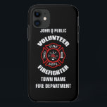 Freiwillige Feuerwehrmann-Namen-Schablone Case-Mate iPhone Hülle<br><div class="desc">Rotes Feuerwehrlogo. Personifizieren Sie mit Ihrem Namen und Abteilung. Groß für freiwillige Feuerwehrmänner und Erstversorger.</div>