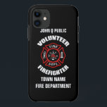 Freiwillige Feuerwehrmann-Namen-Schablone Case-Mate iPhone Hülle<br><div class="desc">Rotes Feuerwehrlogo. Personifizieren Sie mit Ihrem Namen und Abteilung. Groß für freiwillige Feuerwehrmänner und Erstversorger.</div>