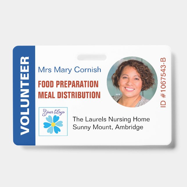 Freiwillige-ID-Nummer, Jobbezeichnung und Logo-Fot Ausweis (Vorderseite)