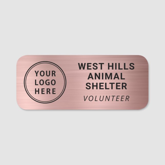Freiwillige Logo-Rose Gold Namensschild (Vorderseite)