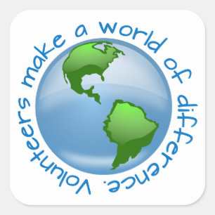 Freiwillige machen eine Welt vom Unterschied Quadratischer Aufkleber