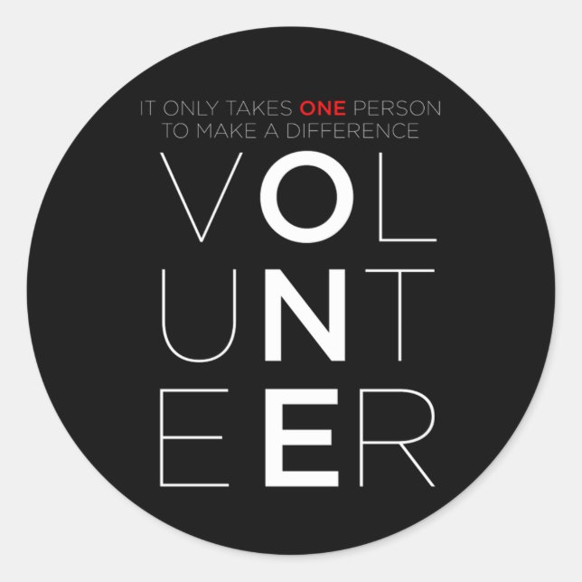 Freiwillige machen einen Unterschied zwischen Frei Runder Aufkleber (Vorderseite)