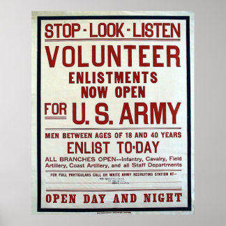 Freiwillige - US-Armee Poster