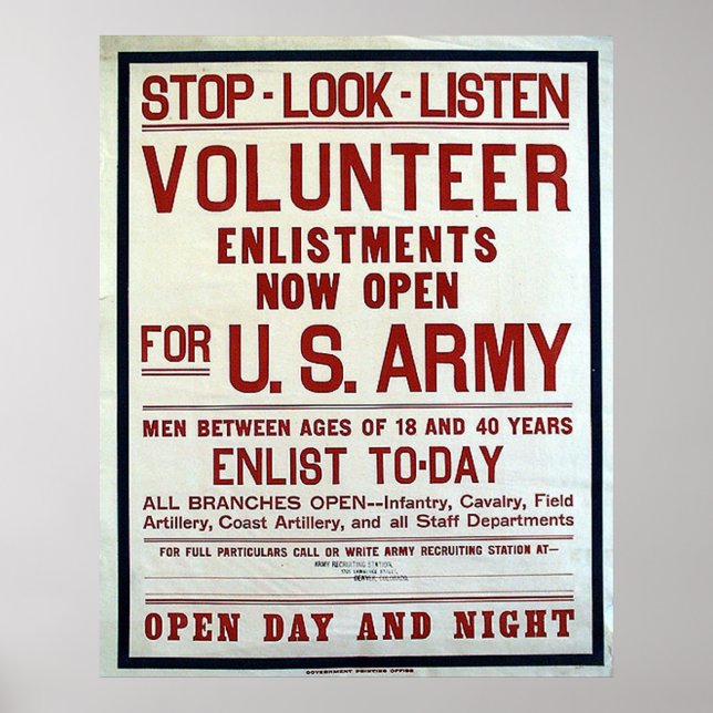 Freiwillige - US-Armee Poster (Vorne)