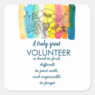 Freiwillige Wertschätzung Woche Aquarellfarben Blu Quadratischer Aufkleber