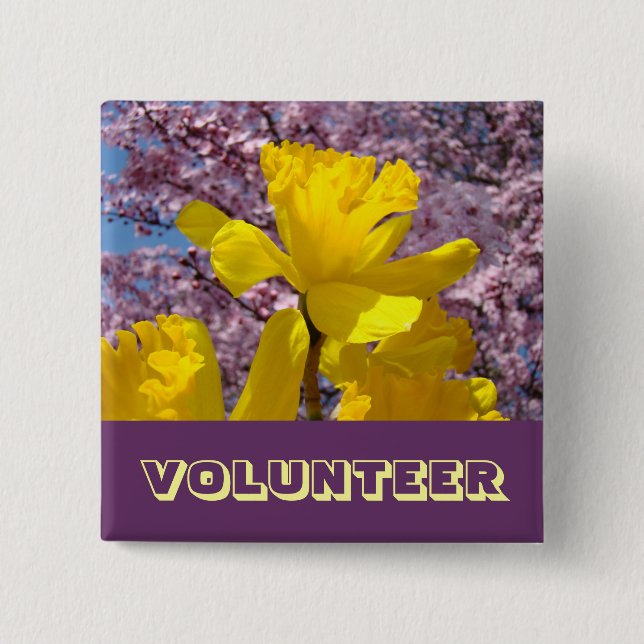 FREIWILLIGEN Buttons Frühlingsnarzissen Blumen Blü (Vorderseite)