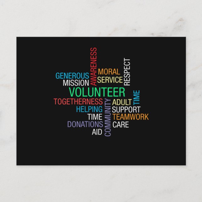 Freiwilligentätigkeit zur Wohltätigkeit von Freiwi Postkarte (Vorderseite)