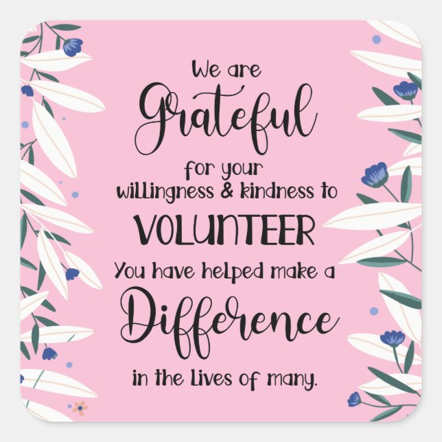 Freiwilligenwochenkarte Quadratischer Aufkleber (Vorderseite)