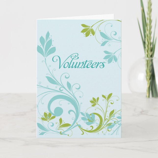 Freiwilliger danken Ihnen aquamarin u. grünem Dankeskarte (Vorderseite)