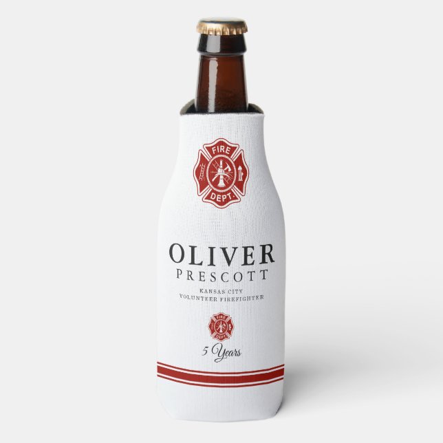 Freiwilliger Feuerwehrmann | Malteser Kreuzsymbol Flaschenkühler (Flaschenvorderseite)