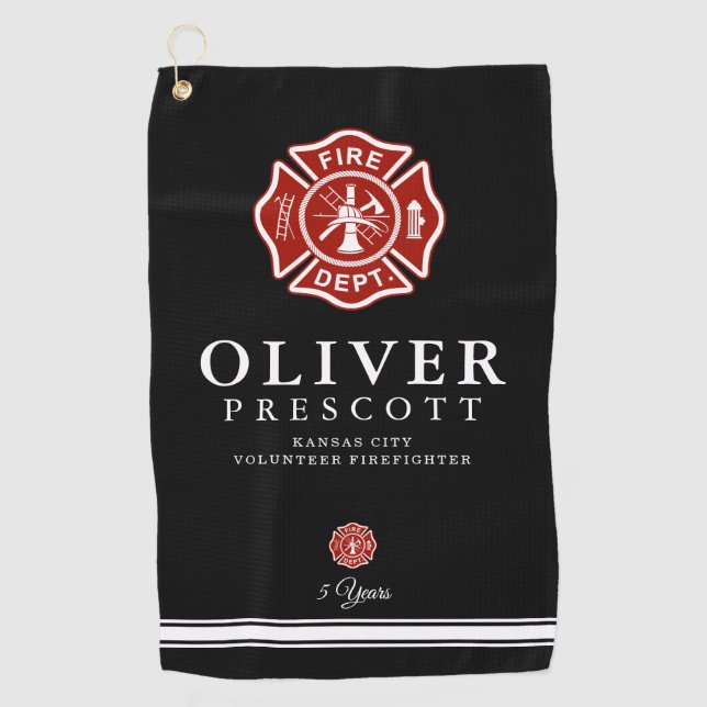 Freiwilliger Feuerwehrmann | Malteser Kreuzsymbol  Golfhandtuch (Vorderseite)