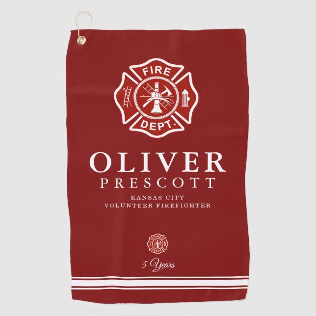 Freiwilliger Feuerwehrmann | Maltesisches Kreuzsym Golfhandtuch (Vorderseite)