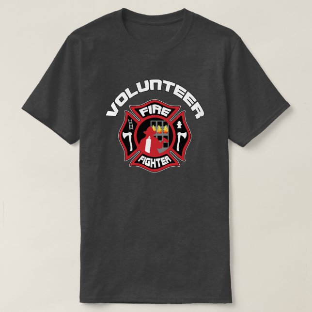 Freiwilliger Feuerwehrmann Modernes Abzeichen T-Shirt (Design vorne)