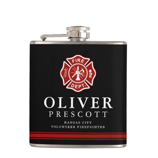 Freiwilliges Malteserkreuz-Gewohnheits-Schwarzes Flachmann (Vorderseite)