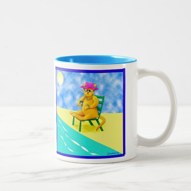 Freizeit-Katzen-Tasse Zweifarbige Tasse (Rechts)