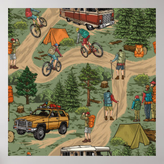 Freizeit Vintage nahtlose Muster mit h Poster