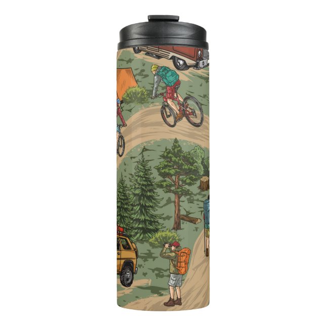 Freizeit Vintage nahtlose Muster mit h Thermosbecher (Vorderseite)