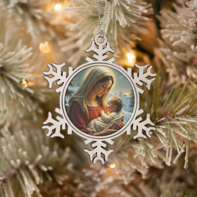 Freizeitakzente Schneeflocken Zinn-Ornament (Baum)