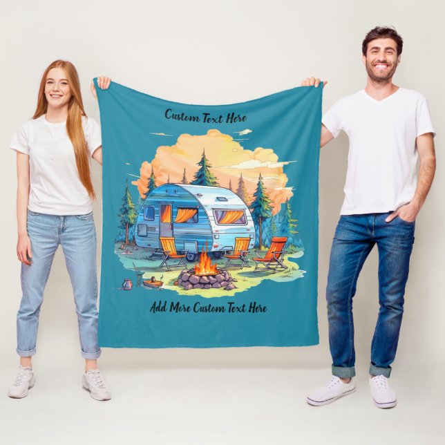 Freizeitfahrzeug Camping Lagerfeuer anpassen Fleecedecke (Beispiel)
