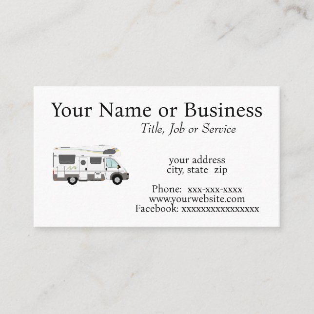 Freizeitfahrzeug Visitenkarte (Vorderseite)