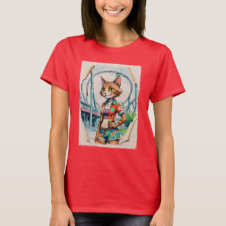Freizeitpark Prinzessin Achterbahn Katze T-Shirt