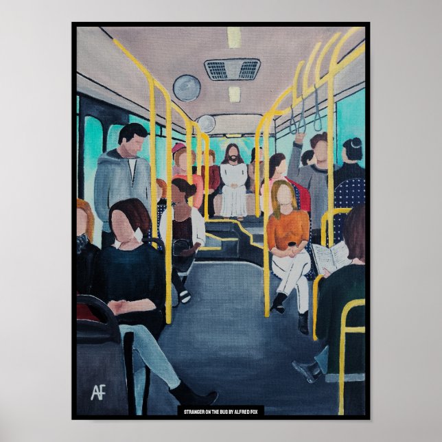 Fremder im Bus Gemälde von Alfred Fox Poster (Vorne)