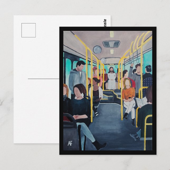Fremder im Bus Gemälde von Alfred Fox Postkarte (Vorne/Hinten)