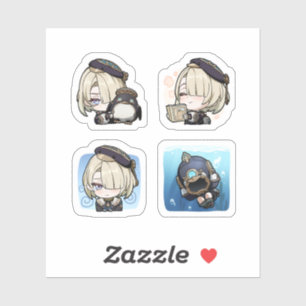 Freminet Genshin Impact 4er Stickerbogen Extra Aufkleber