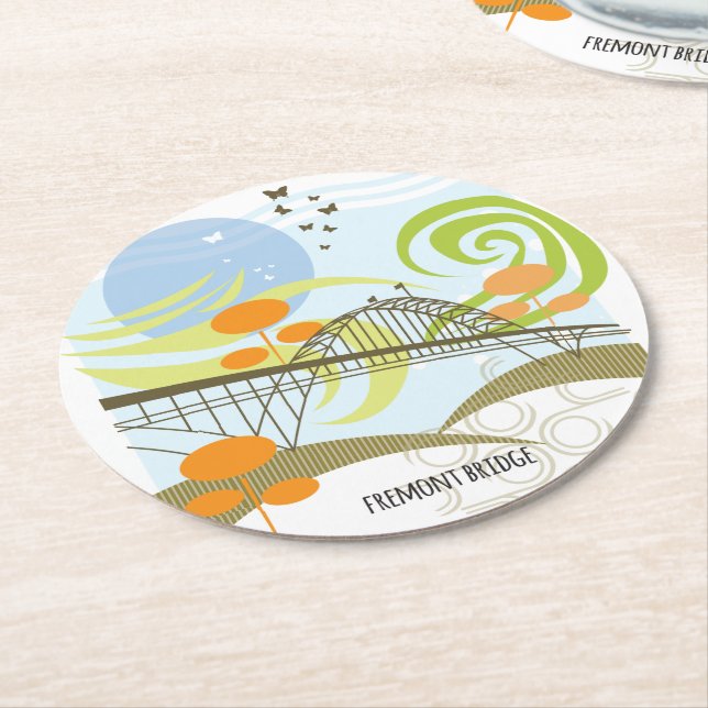 Fremont-Brücken-Portland-Untersetzer Runder Pappuntersetzer (Angewinkelt)