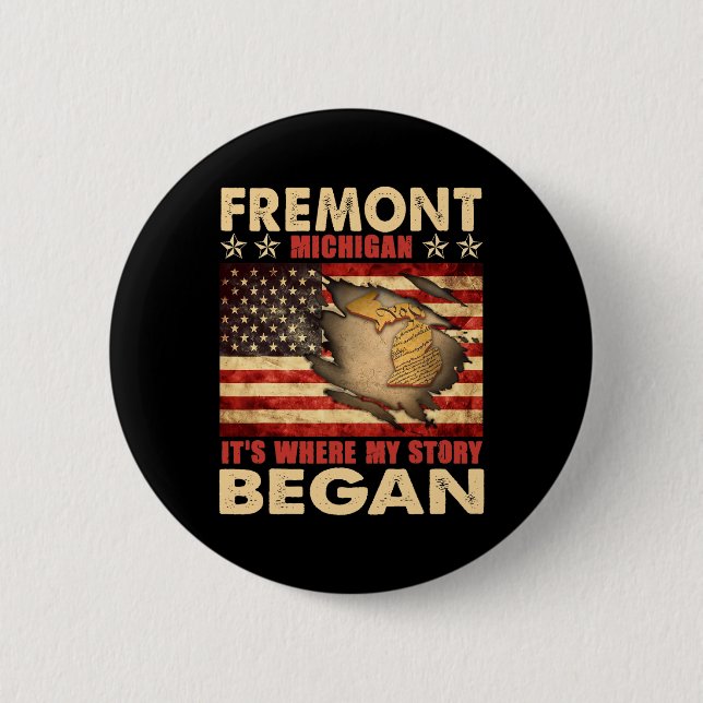Fremont Michigan Usa Flag 4. Juli Button (Vorderseite)