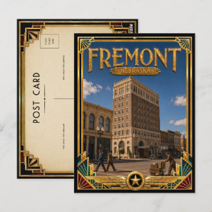 Fremont Nebraska Vintage Art Deco Goldenes Zeitalt Postkarte