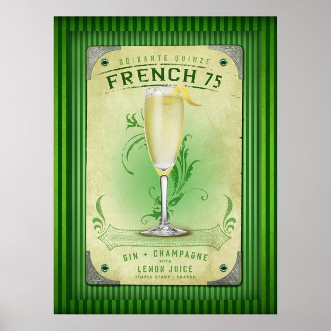 French 75 Cocktail Vintag New Orleans Poster (Vorne)