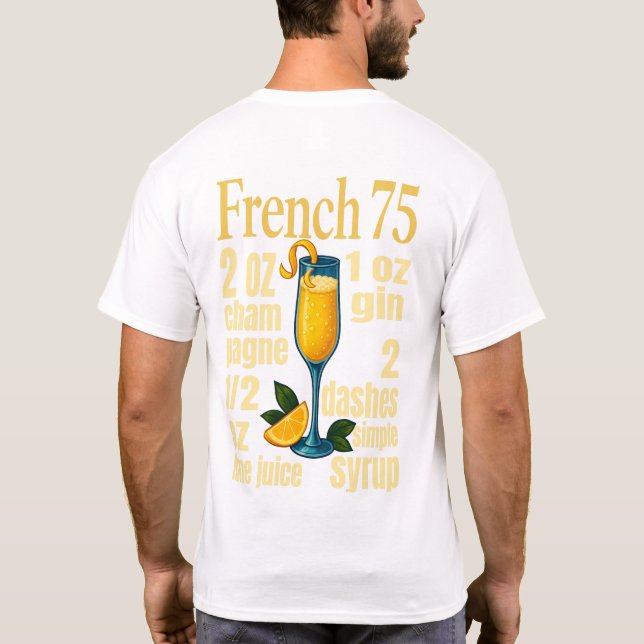 French 75 T-Shirt – Elegant Champagne & Gin Drink (Rückseite)