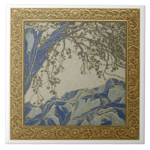 French Alps Gold Silber + Lapis Keramikfliese