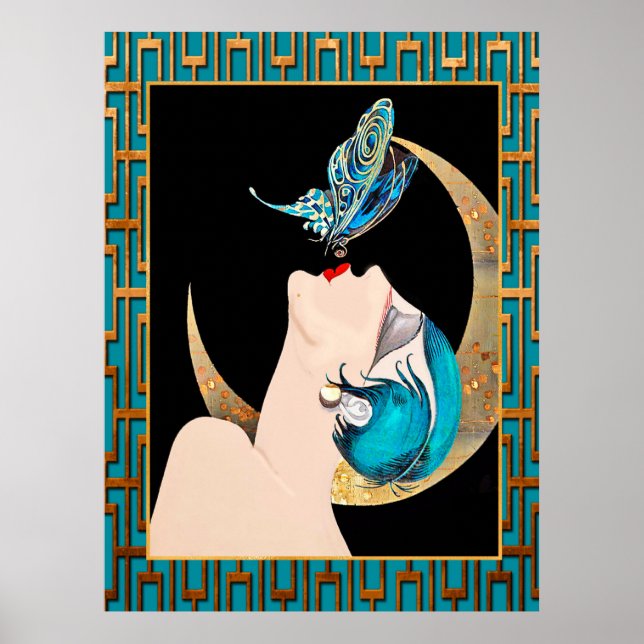 French Art Deco - Butterfly Kiss Poster (Vorne)