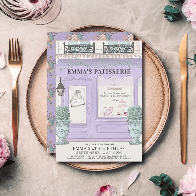 French Bakery Paris Lavender Girl Birthday Einladung (Von Creator hochgeladen)