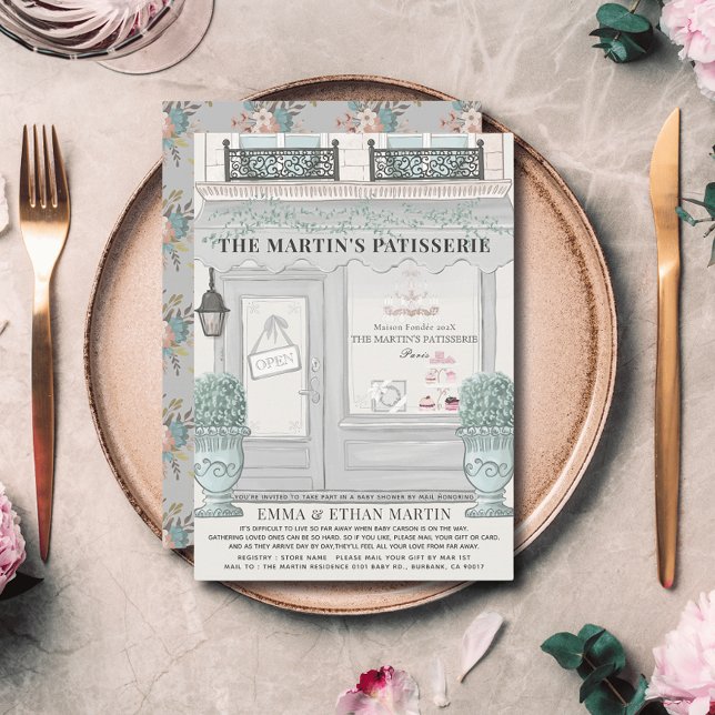 French Bakery Patisserie Gray Baby Showroom by Mai Einladung (Von Creator hochgeladen)