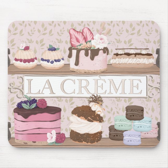 French Bakery Shop Pastries Macarons Tortes Mousepad (Vorne)