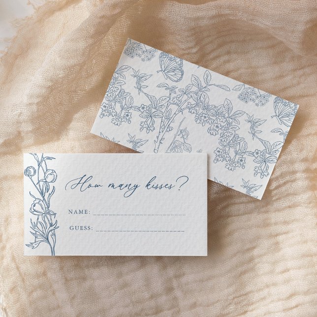 French Blue Chinoiserie Wie viele Kisses Game Begleitkarte (Von Creator hochgeladen)