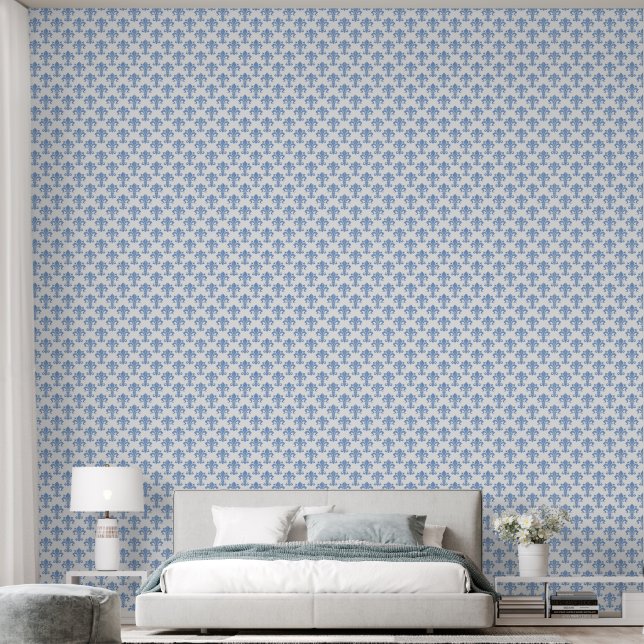 French Blue Fleur di Lis Lilly Wall Tapete (Schlafzimmer)