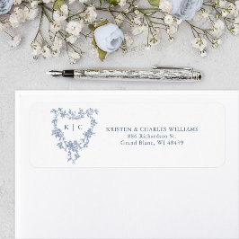 French Blue Floral Monogram Crest