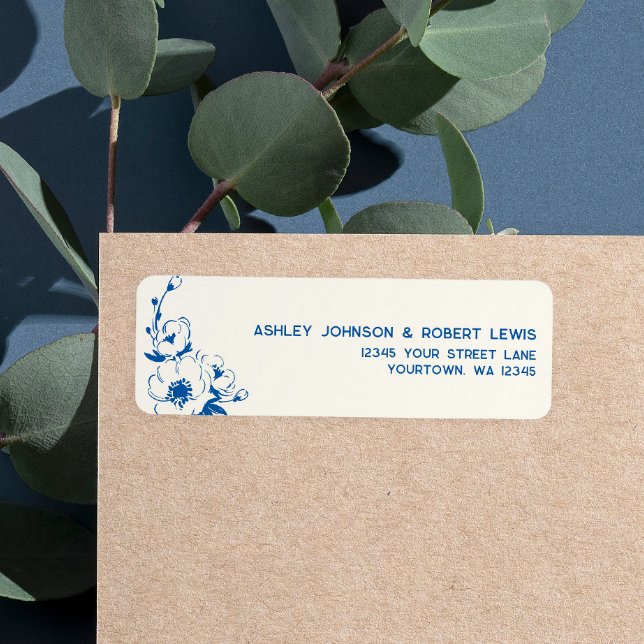 French Blue Floral Wedding Return Address (Von Creator hochgeladen)