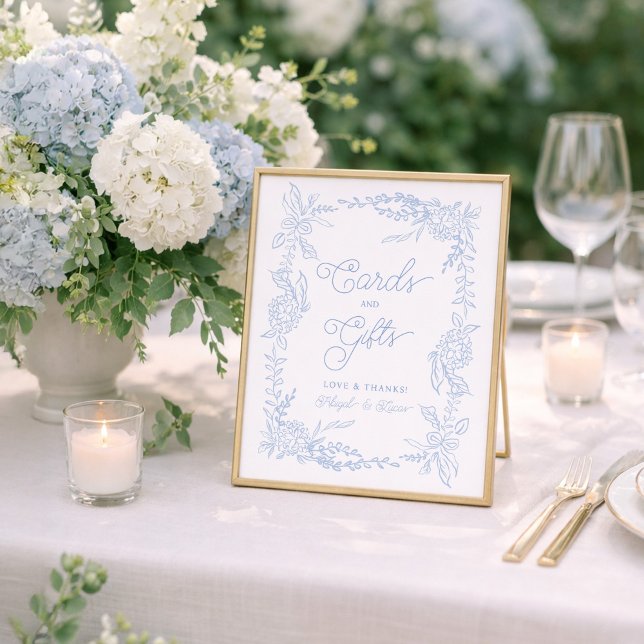 French Blue Hydrangea Cards and Gifts Sign Poster (Von Creator hochgeladen)