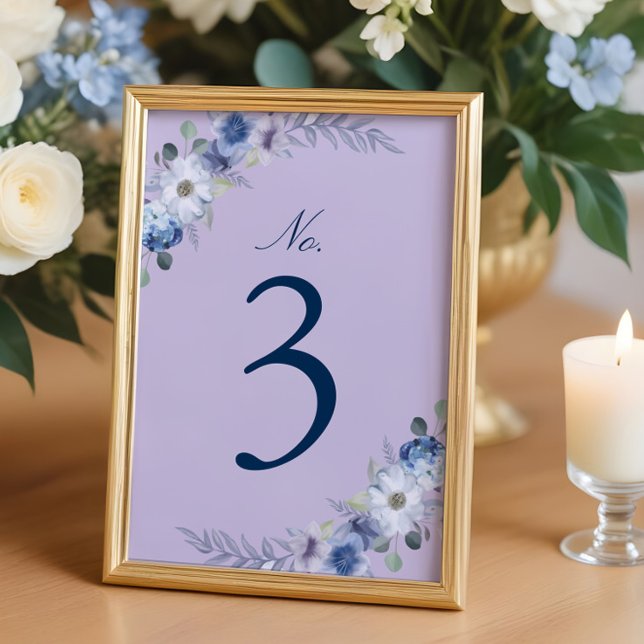 French Blue & Lavender Watercolor Floral Lavendel Tischnummer (French Blue & Lavender Watercolor Floral Lavender Table Number)
